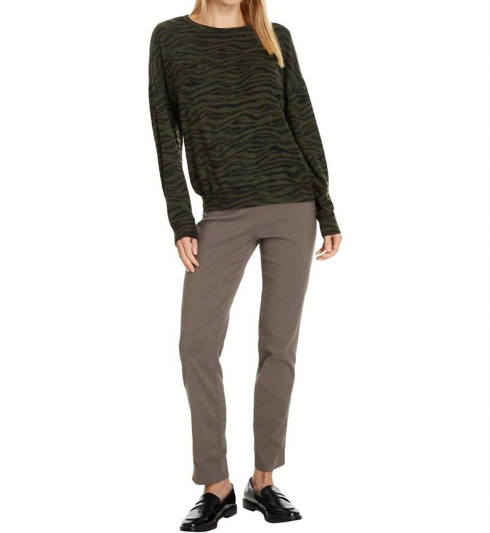 NEW ELLIOTT LAUREN control stretch pull-on ankle pants with back slit in toast